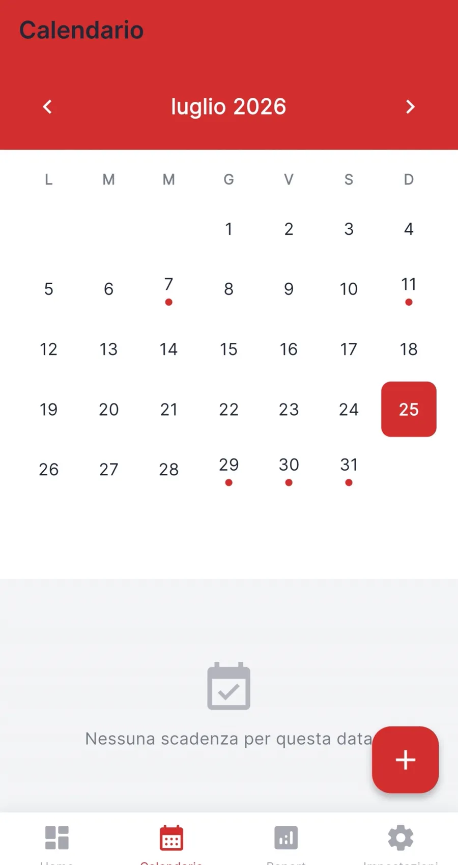 Schermata Calendario